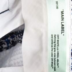 Pre Owned Off-White Blue & Grey Patterned Wool Zip Detail tapered Leg Pants M