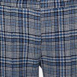 Pre Owned Off-White Blue & Grey Patterned Wool Zip Detail tapered Leg Pants M