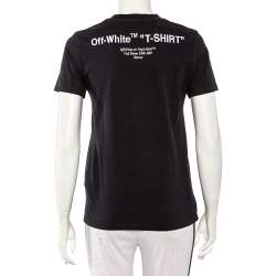 Pre Owned Off-White Black Logo Embroidered Cotton T-Shirt XS