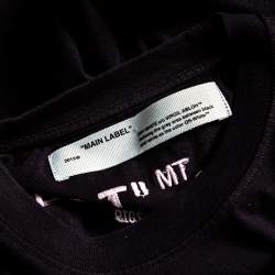 Pre Owned Off-White Black Logo Embroidered Cotton T-Shirt XS