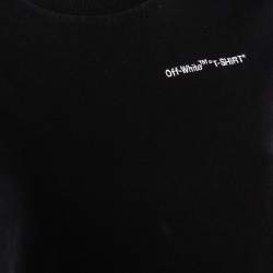 Pre Owned Off-White Black Logo Embroidered Cotton T-Shirt XS