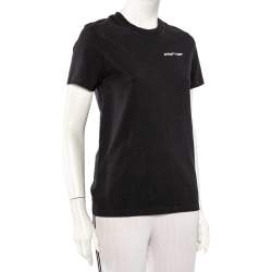Pre Owned Off-White Black Logo Embroidered Cotton T-Shirt XS