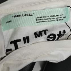 Pre Owned Off -White White Logo Embroidered Cotton  Crewneck T-Shirt M
