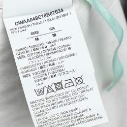 Pre Owned Off -White White Logo Embroidered Cotton  Crewneck T-Shirt M