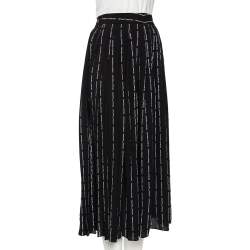 مملوكة مسبقًا Off-White Black Logo Printed Chiffon Pleated Culottes M