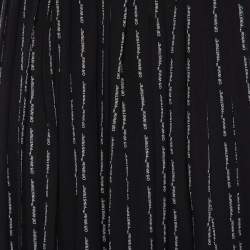 مملوكة مسبقًا Off-White Black Logo Printed Chiffon Pleated Culottes M