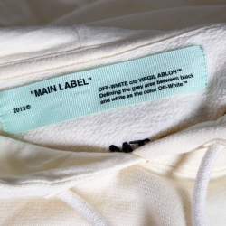 Pre Owned Off-White Cream Cotton Knit Logo Embroidered Cropped Hoodie S