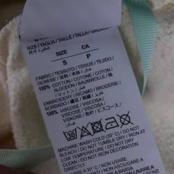 Pre Owned Off-White Cream Cotton Knit Logo Embroidered Cropped Hoodie S