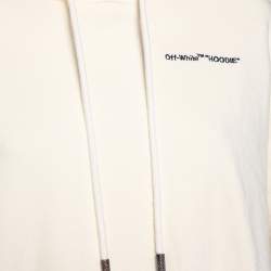 Pre Owned Off-White Cream Cotton Knit Logo Embroidered Cropped Hoodie S