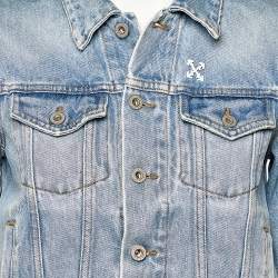 Pre Owned Off-White Blue Denim Distressed Button Front Jacket S
