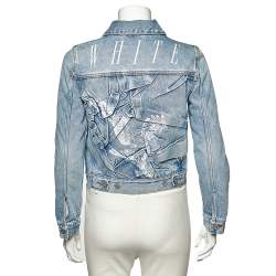 Pre Owned Off-White Blue Denim Distressed Button Front Jacket S