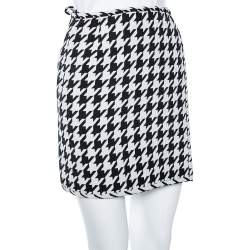 Off-White Monochrome Houndstooth Print Wool Mini Wrap Skirt S