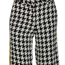 Pre Owned Off-White Monochrome Houndstooth Jacquard Wool Logo Trimmed Pants S