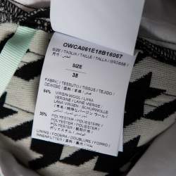 Pre Owned Off-White Monochrome Houndstooth Jacquard Wool Logo Trimmed Pants S