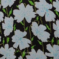 Pre Owned Off-White Multicolored Floral Printed Silk Pleated Midi Skirt M