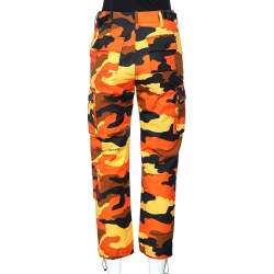 Off-White Orange Camouflage Printed Cotton Cargo Pants M