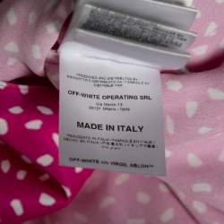 Pre Owned Off-White Pink Printed Satin Button Front Overlay Paneled Blouse M