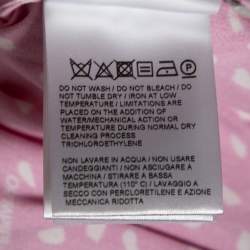 Pre Owned Off-White Pink Printed Satin Button Front Overlay Paneled Blouse M