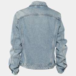 Pre Owned Off-White Indigo Light Wash Distressed Denim Jacket M