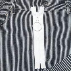 Pre Owned Off-White Blue & White Striped Denim Zip Detail Asymmetric Skirt M