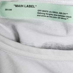 Pre Owned Off-White White Cotton Printed Crew Neck Oversized T-shirt M