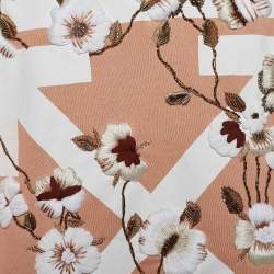 Pre Owned Off-White Peach Terry Knit Flowers Embroidered Sweatshirt S