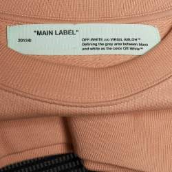 Pre Owned Off-White Peach Terry Knit Flowers Embroidered Sweatshirt S