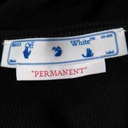 Pre Owned Off-White Black Printed Rib Knit Long Sleeve Bodysuit XS