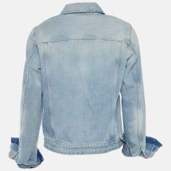 Pre Owned Off-White Indigo Distressed Denim Diagonals Denim Jacket M