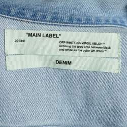 Pre Owned Off-White Indigo Distressed Denim Diagonals Denim Jacket M