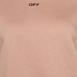 Pre Owned Off-White Coral Off Print Cotton Knit Cropped Sweatshirt S