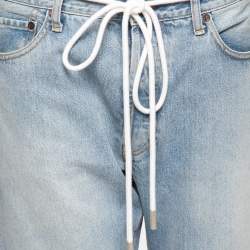 Pre Owned Off-White Light Blue Denim Drawstring Waist Boyfriend Jeans M Waist 28"