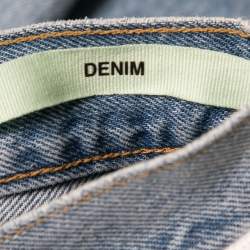 Pre Owned Off-White Light Blue Denim Drawstring Waist Boyfriend Jeans M Waist 28"