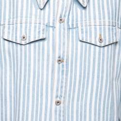 Pre Owned Off-White Light Blue Striped Denim Jacket S 
