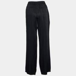 Pre Owned Off-White Black Logo Detail Satin Pallazo Pants M