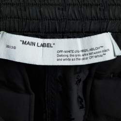 Pre Owned Off-White Black Logo Detail Satin Pallazo Pants M