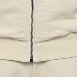 Pre Owned Off-White Cream Cotton Hooded Zip Front Jacket & Jogger Set XXS