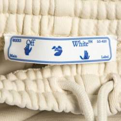 Pre Owned Off-White Cream Cotton Hooded Zip Front Jacket & Jogger Set XXS