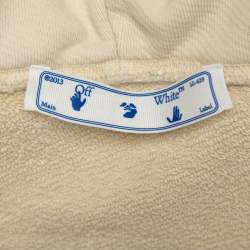 Pre Owned Off-White Cream Cotton Hooded Zip Front Jacket & Jogger Set XXS