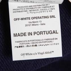 Pre Owned Off-White Navy Blue Skeleton Arrow Print Cotton Hoodie L 