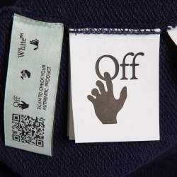 Pre Owned Off-White Navy Blue Skeleton Arrow Print Cotton Hoodie L 