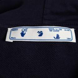 Pre Owned Off-White Navy Blue Skeleton Arrow Print Cotton Hoodie L 