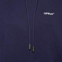 Pre Owned Off-White Navy Blue Skeleton Arrow Print Cotton Hoodie L 