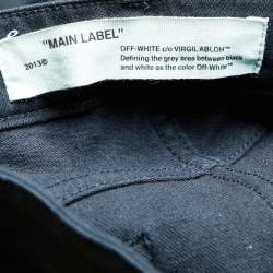 Pre Owned Off-White Black Coated Denim Logo Tape Detail Strap Skinny Jeans M Waist 31"