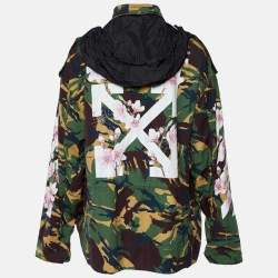 Pre Owned Off-White Green Camo Cherry Blossom Ripstop Cotton Jacket M