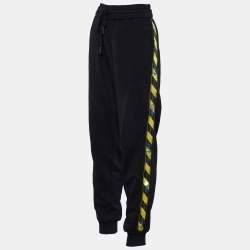 Off-White Black Cotton Knit Logo Tape Track Pants S