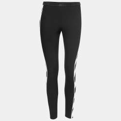 Off-White Black Synthetic Diagonal Print Athletic Leggings M
