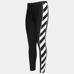 Off-White Black Synthetic Diagonal Print Athletic Leggings M