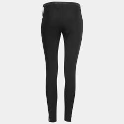 Off-White Black Synthetic Diagonal Print Athletic Leggings M
