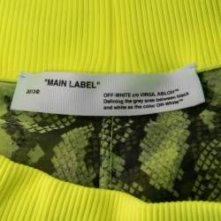 Off-White Neon Yellow Snake Print Tulle Rib Knit Trimmed Joggers M